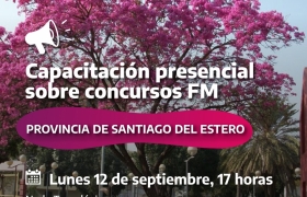 Imágen de (12/09) CAPACITACIN PRESENCIAL SOBRE CONCURSOS FM PARA LA PROVINCIA DE SANTIAGO DEL ESTERO